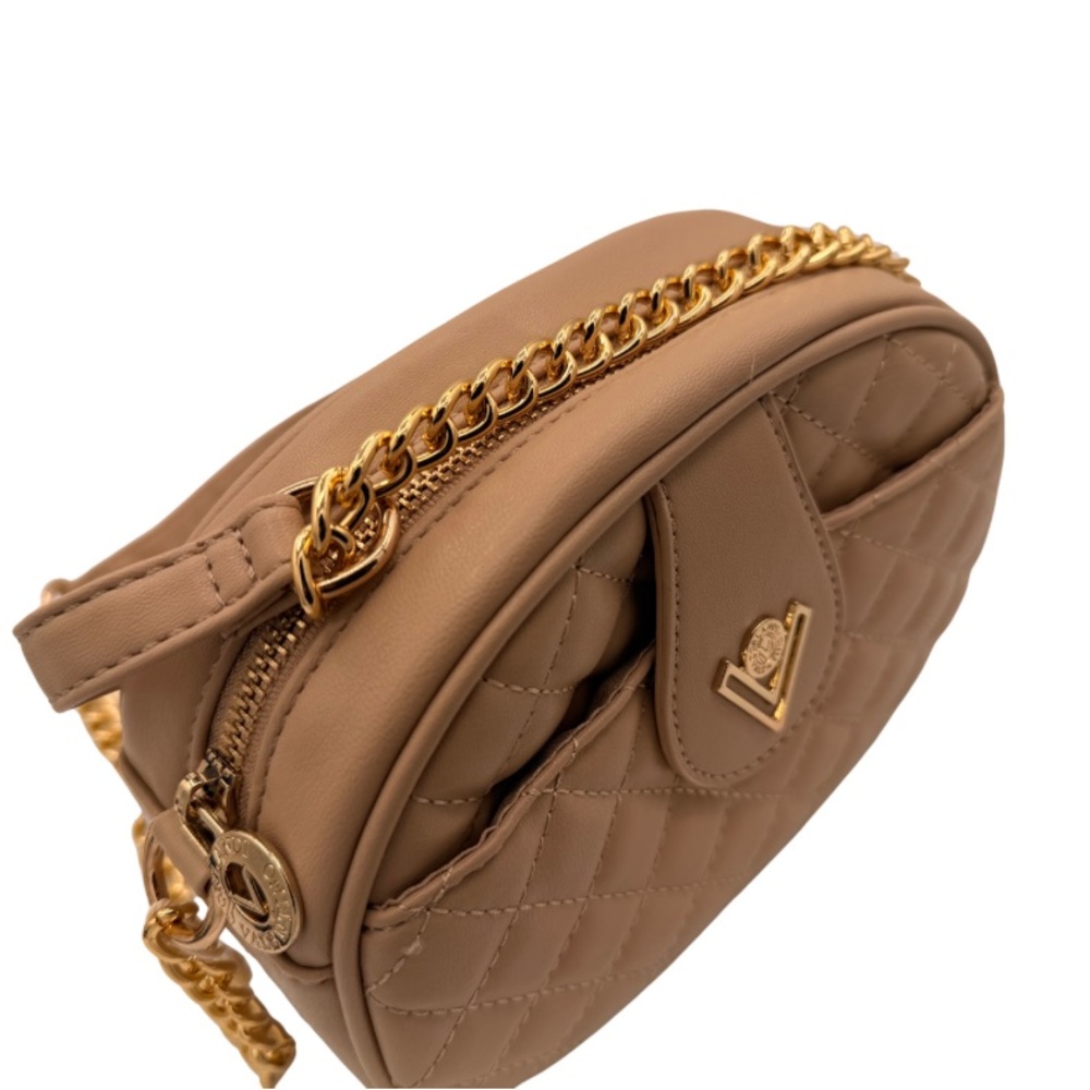 Valentino Orlandi Quilted Tan Crossbody Bag with Gold Chain - Picture 6 of 8